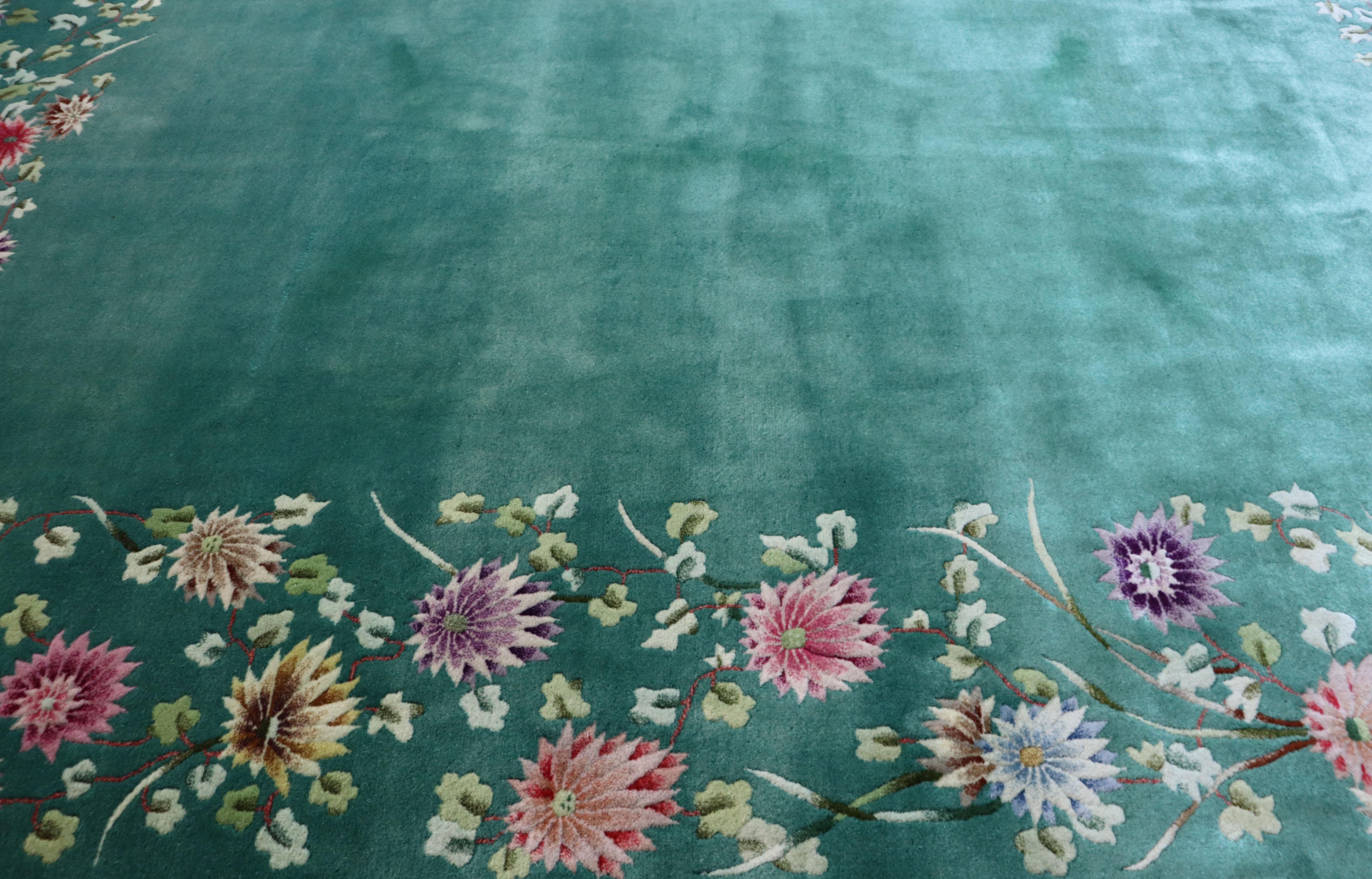 Wool Antique Art Deco Chinese Carpet, Wedding Rug, 8'7