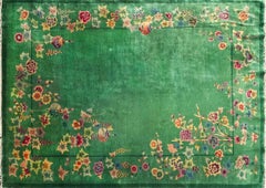 Alfombra china antigua Art Decó, maravillosa Alfombra de la Felicidad