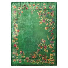 Antique Art Deco Chinese Carpet, wonderful Carpet Of Happiness