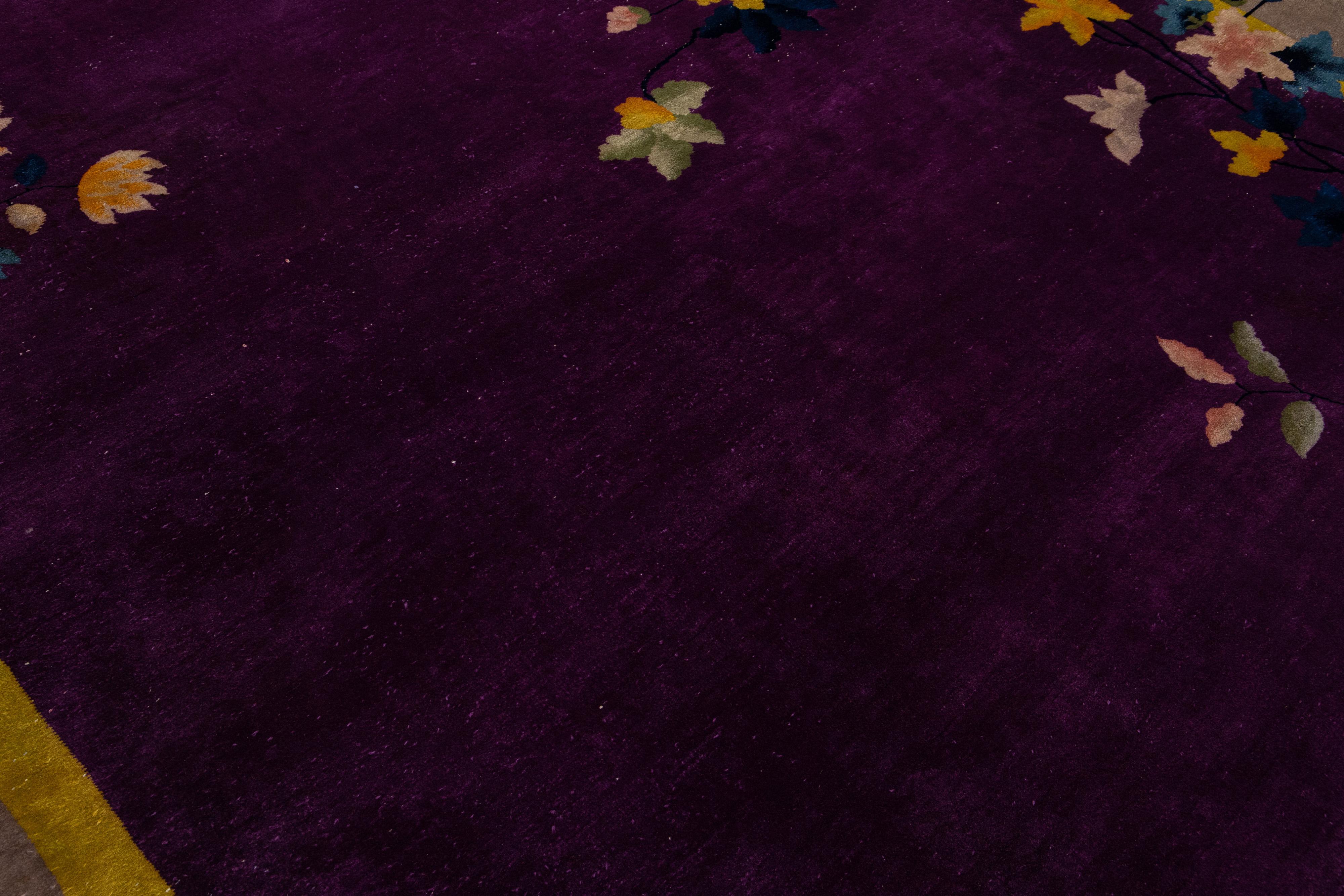 Arte Antiques Art Deco Chinese Floral Design/One Rug In Purple en vente 2