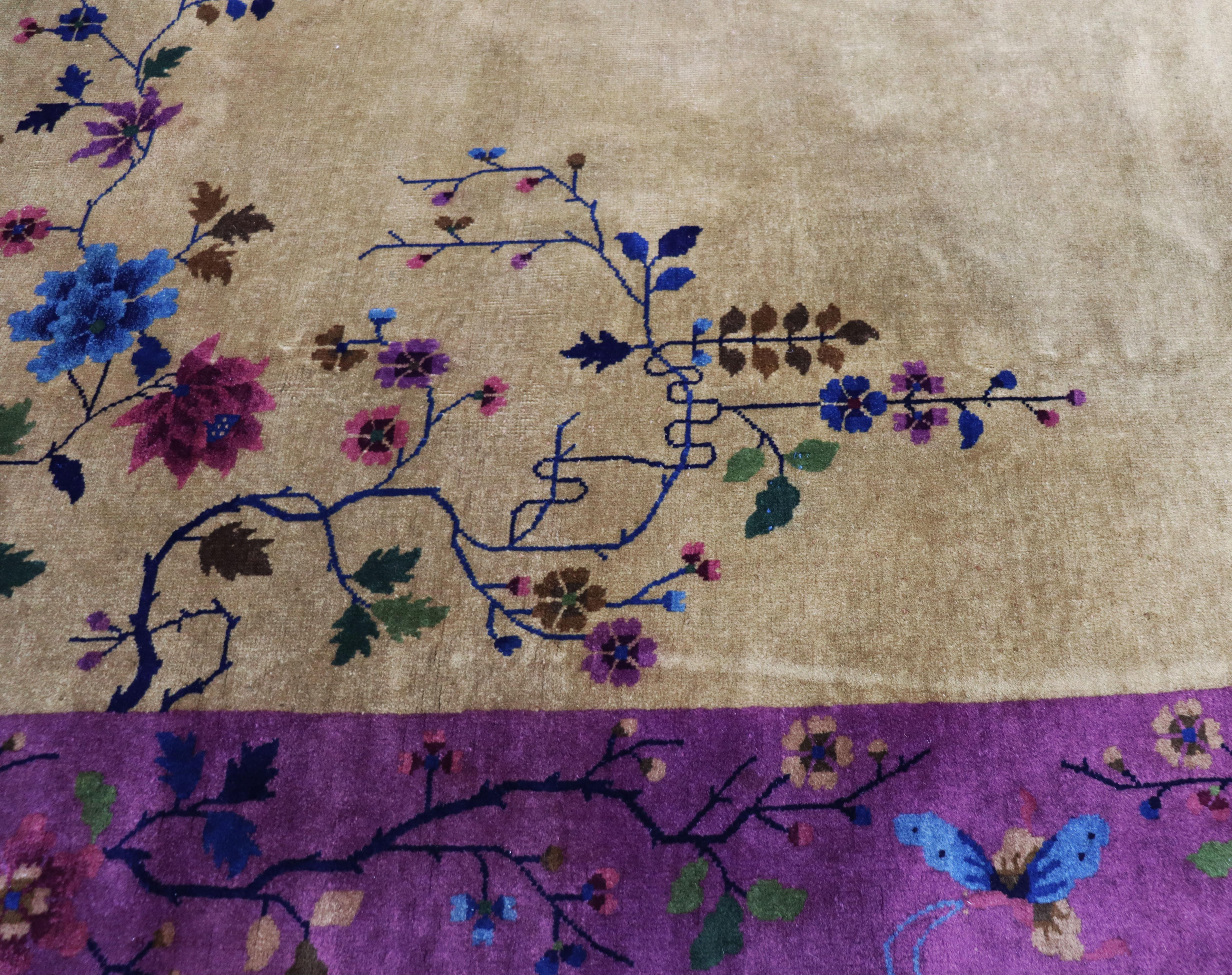 Antique Art Deco Chinese Four Dragon Carpet 1
