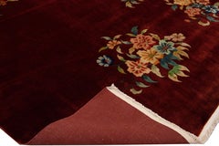 Antique Art Deco Chinese Hand-Knotted Wool Rug, Red Field, 1920s