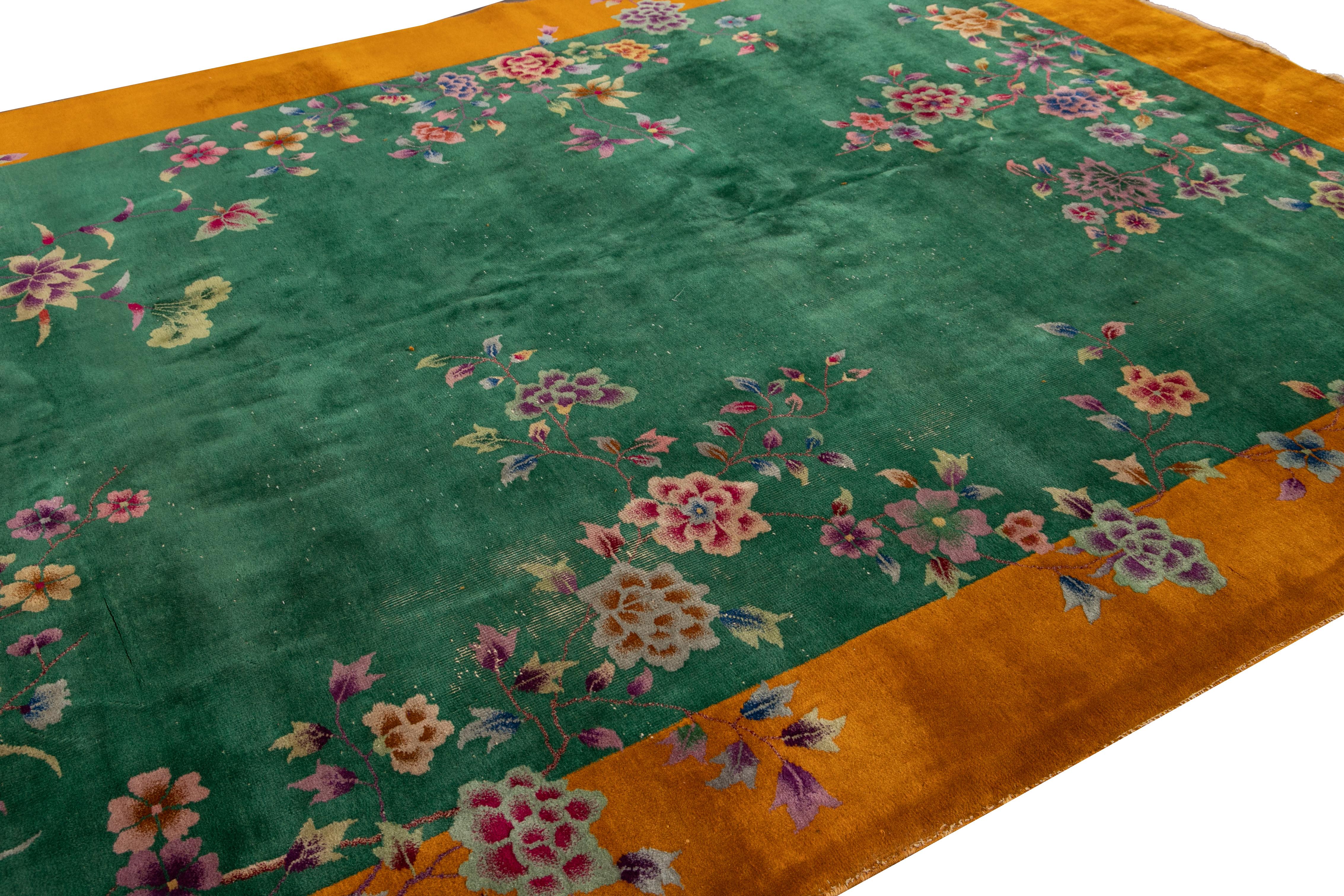 Other Antique Art Deco Chinese Handmade Wool Rug For Sale