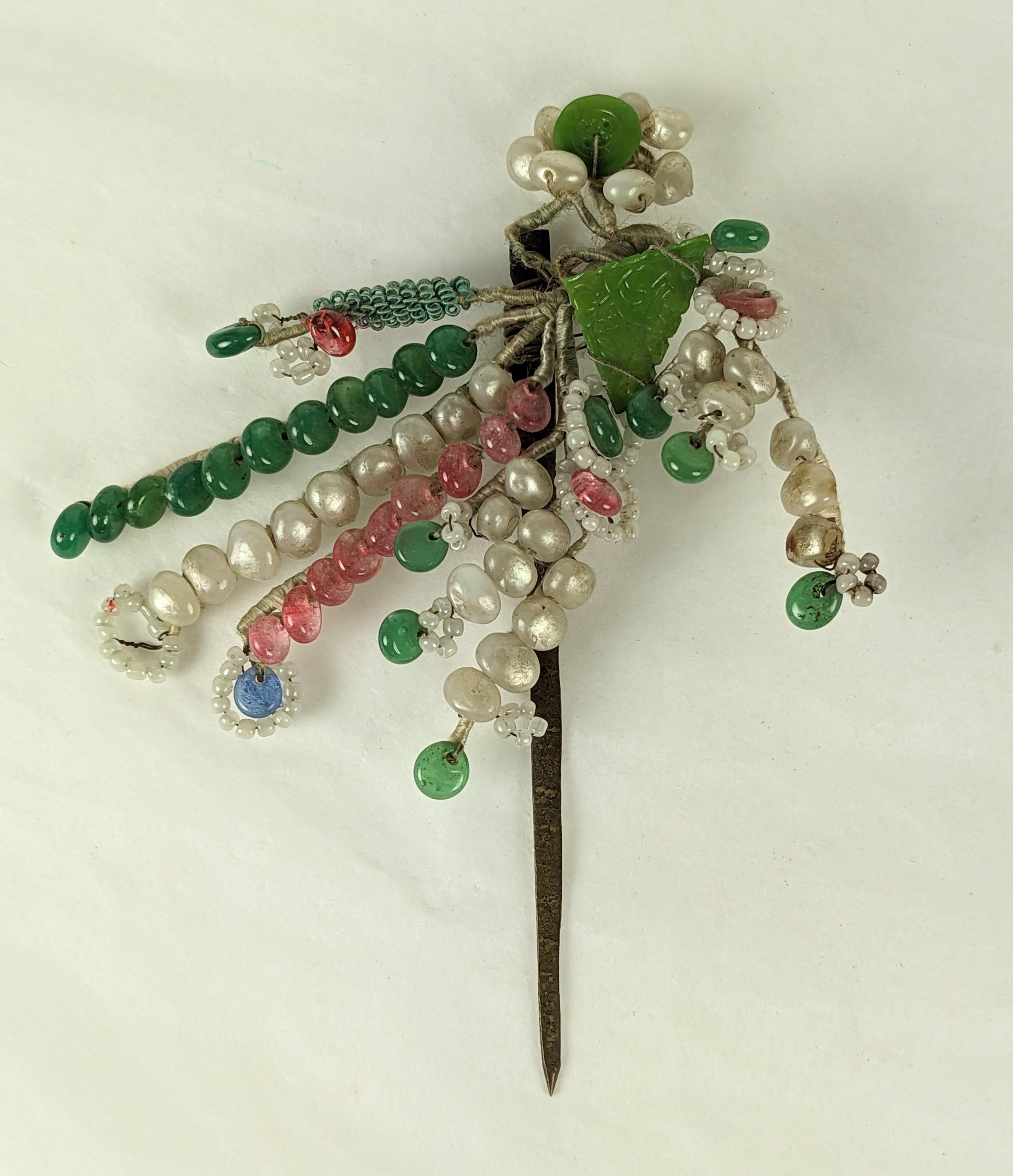 Antiker chinesischer Juwelen-Haar-Spiegel im Art déco-Stil im Zustand „Gut“ im Angebot in New York, NY