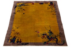 Antique Art Deco Chinese Nichols Style Rug – Imperial Yellow & Lavender