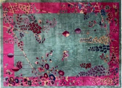 Antique Art Deco Chinese Oriental Carpet, 8'8" x 11'7"
