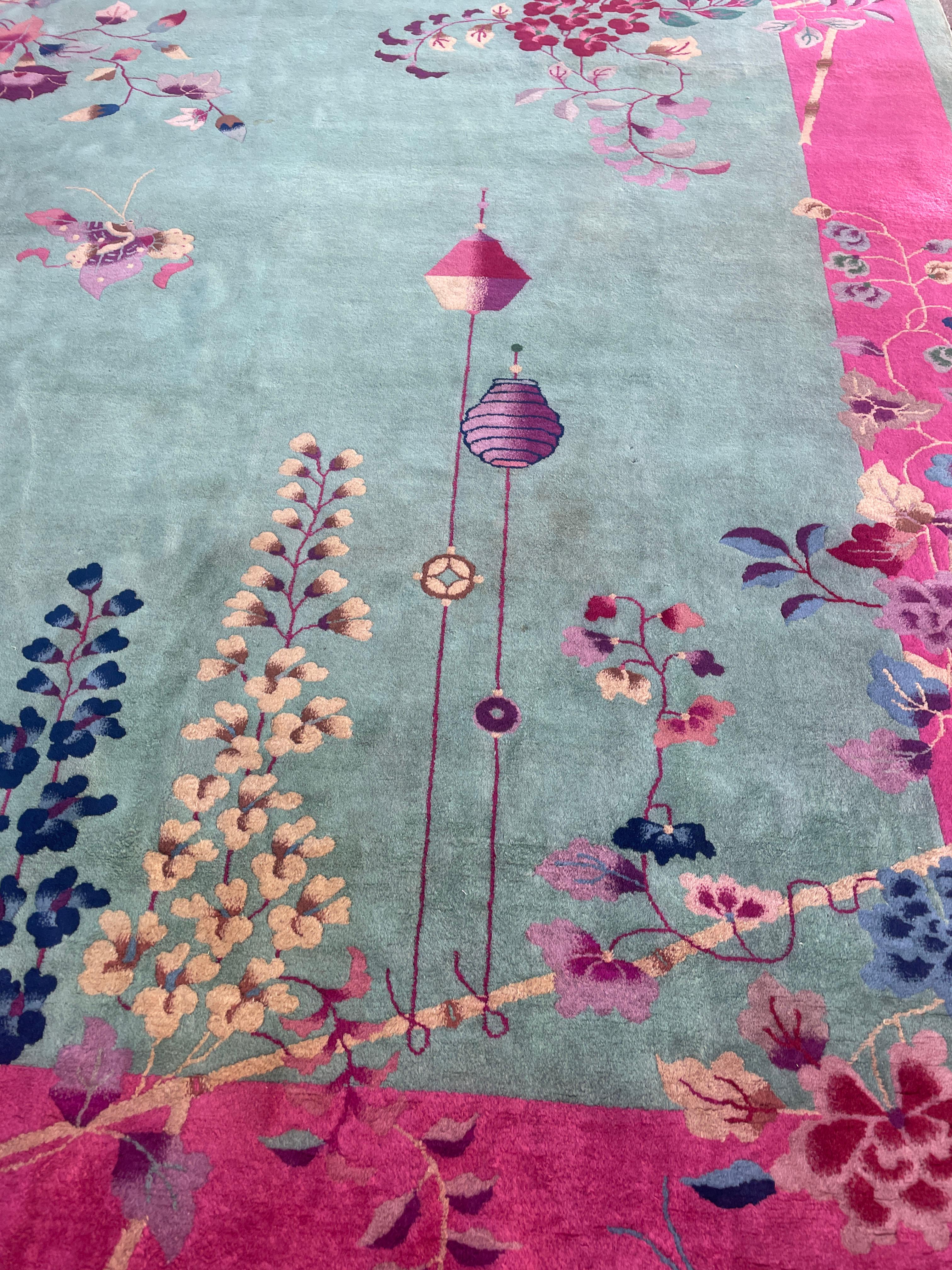 Annodato a mano Tappeto orientale cinese Art Deco, 8'8