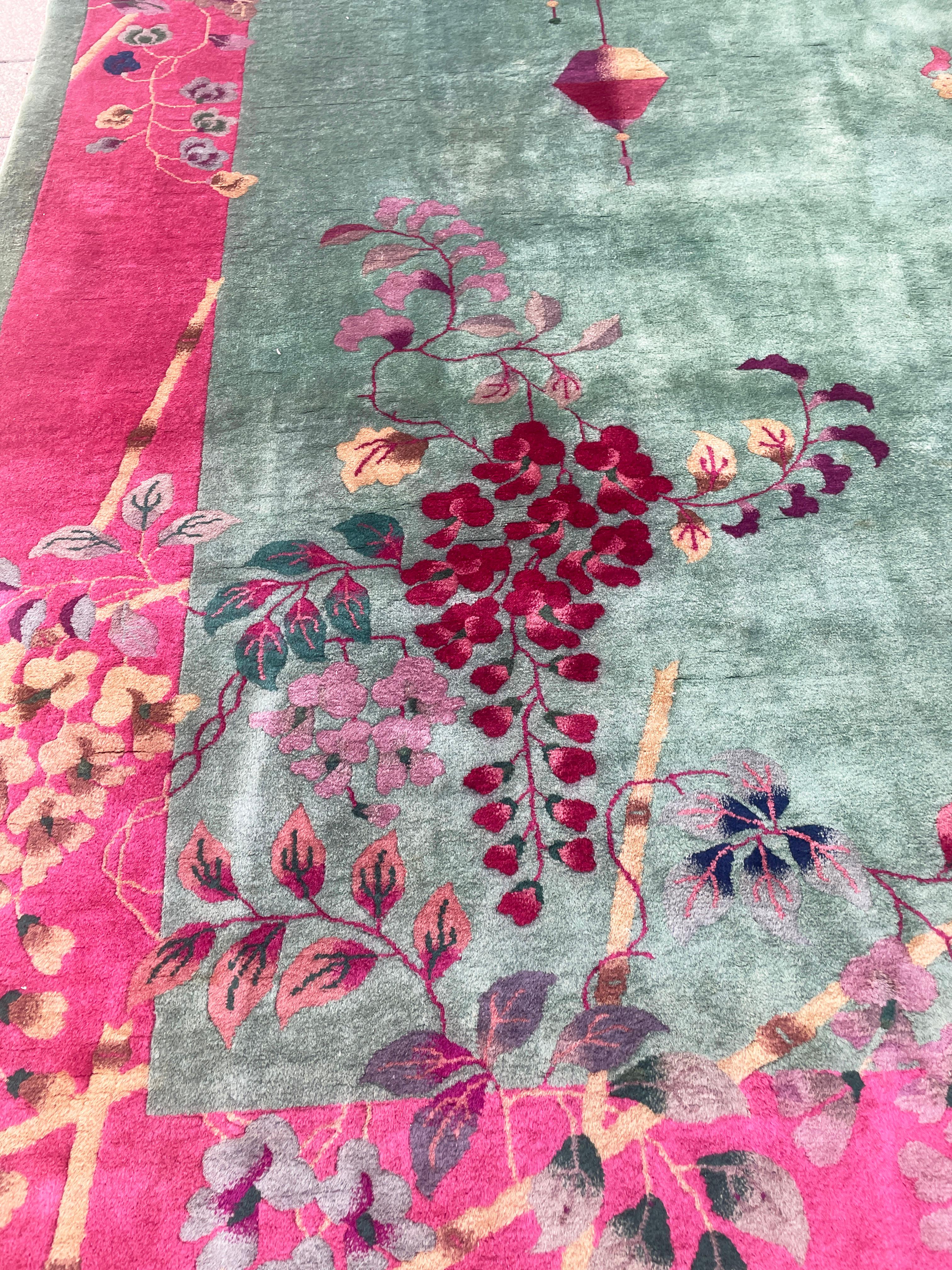 Tappeto orientale cinese Art Deco, 8'8