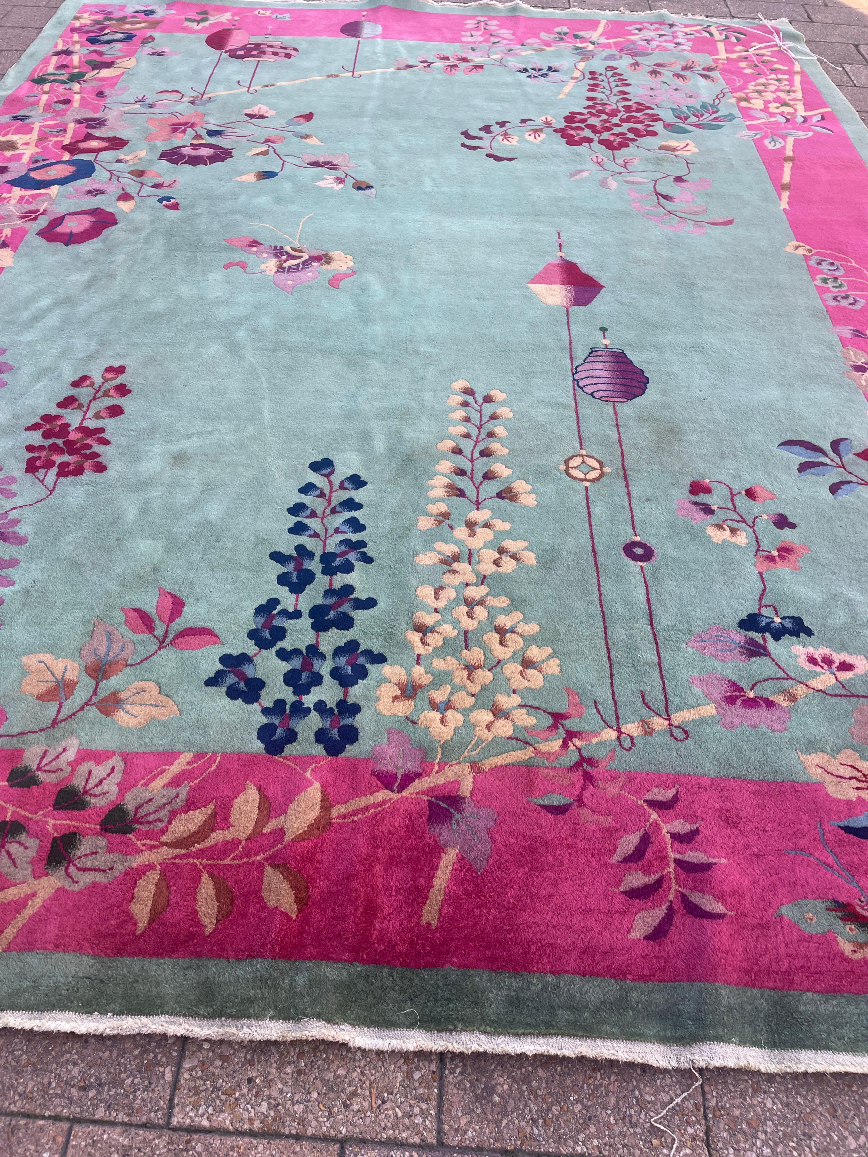 Lana Tappeto orientale cinese Art Deco, 8'8