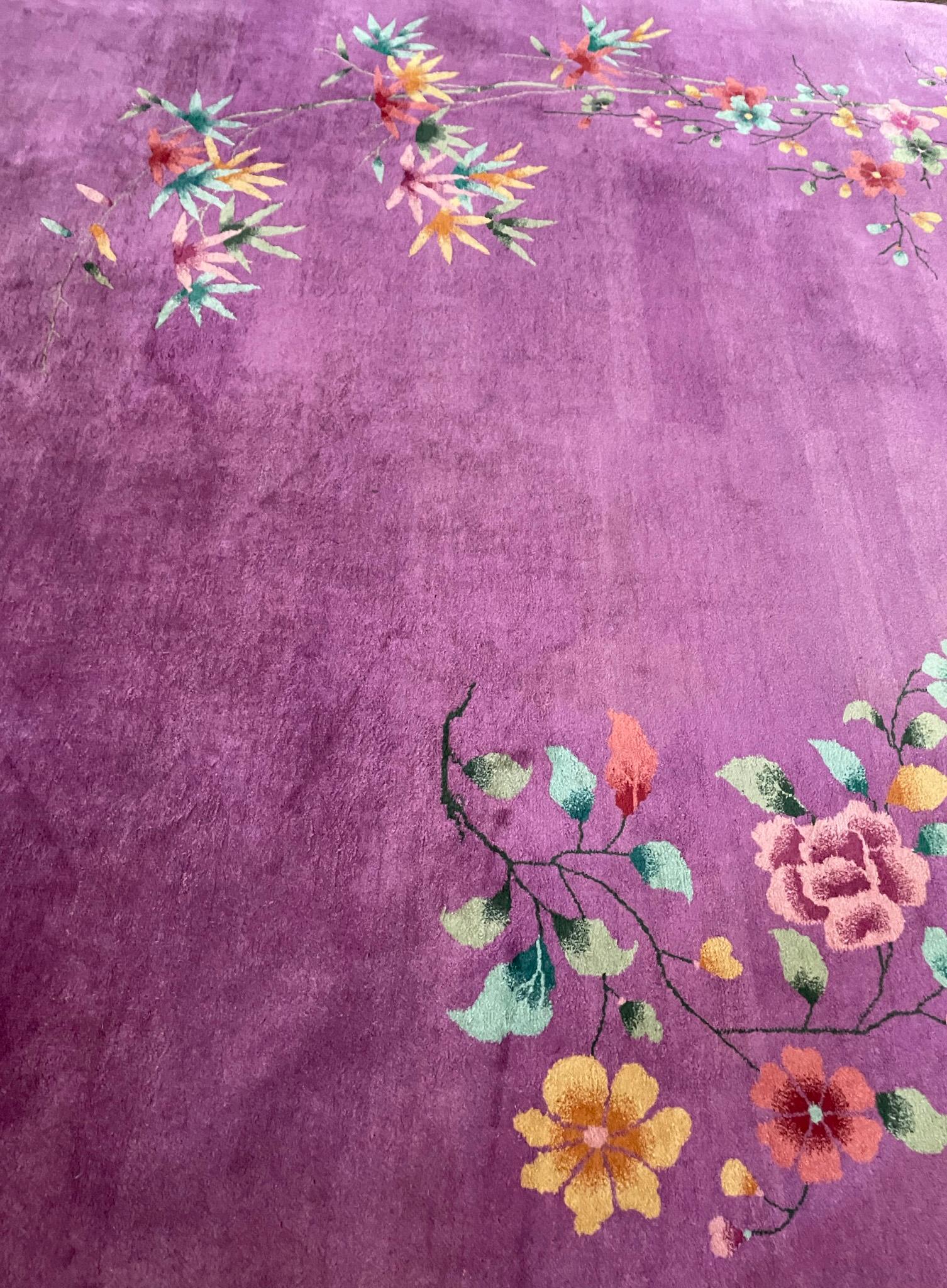 Antique Art Deco Chinese Oriental Carpet, Excellent For Sale 1