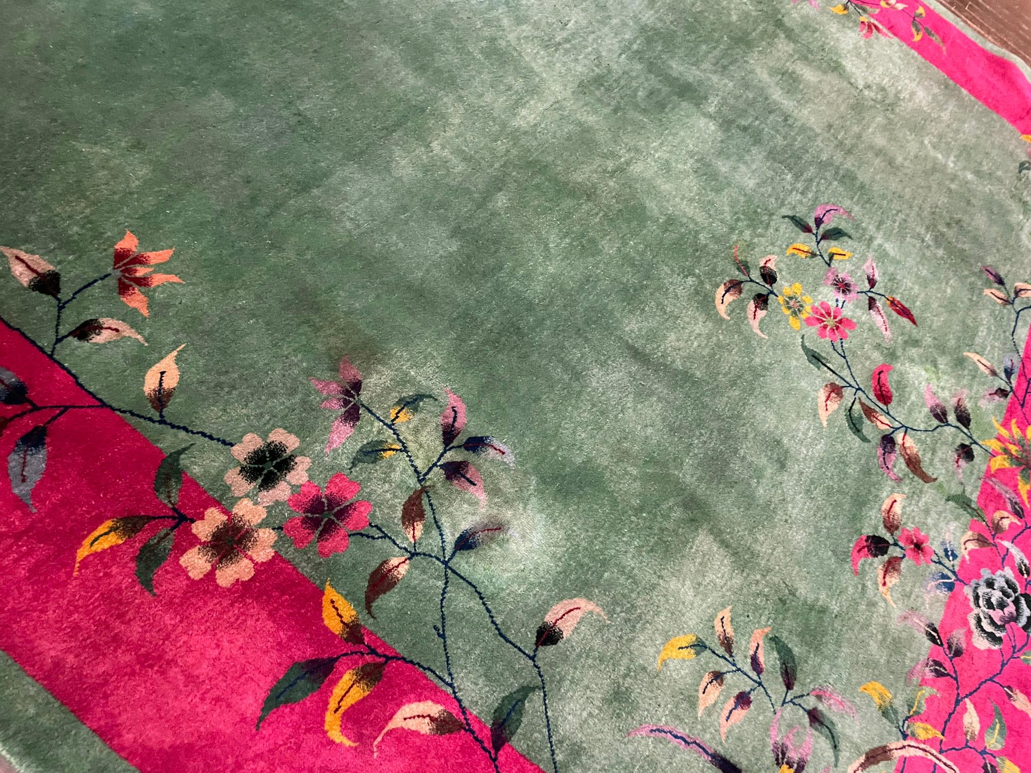 Antique Art Deco Chinese Oriental Carpet, Bird of Happiness 5