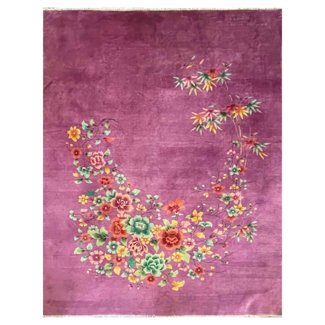 Tapis oriental chinois Art Déco ancien, excellent en vente