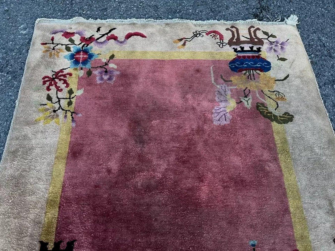ANTIQUE ART DECO Chinese Oriental Rug  - 80