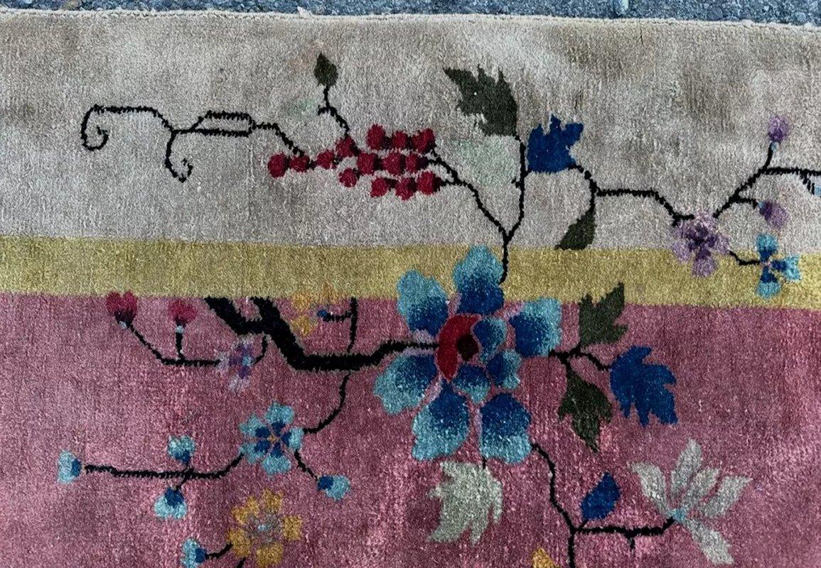 Wool ANTIQUE ART DECO Chinese Oriental Rug  - 80