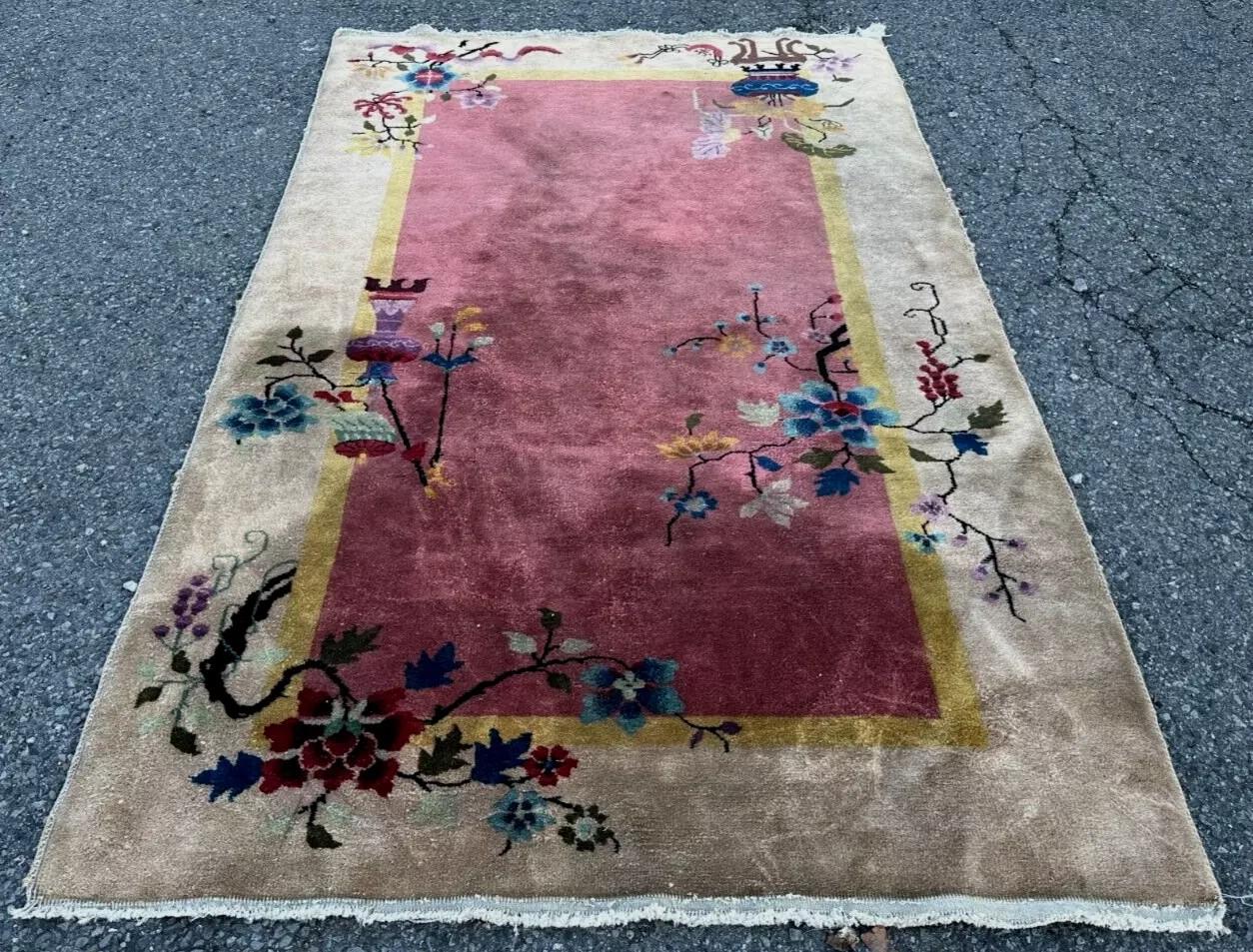 ANTIQUE ART DECO Chinese Oriental Rug  - 80
