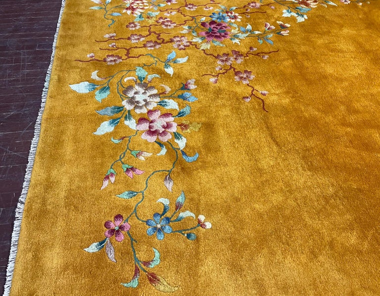 Antique Art Deco Chinese Oriental Rug, Gold, #17400, circa 1930s For ...