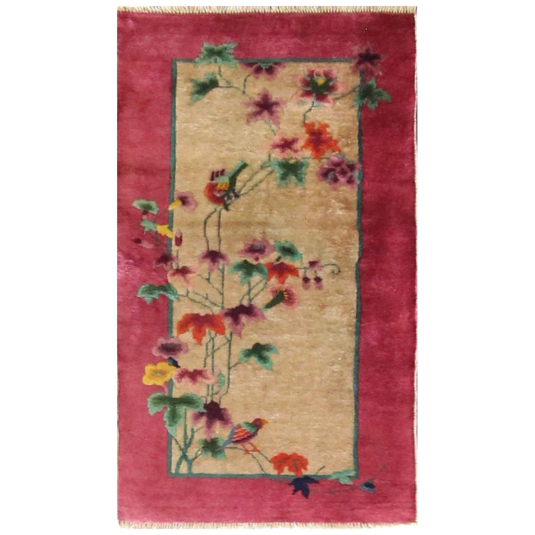 Antique Art Deco Chinese Oriental Rug, Magnificent Painting at 1stDibs