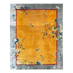 Antique Art Deco Chinese Oriental Rug, Muster Gold #17401, circa 1920s Antique Art Deco Chinese Oriental Rug, Muster Gold #17401, circa 1920s