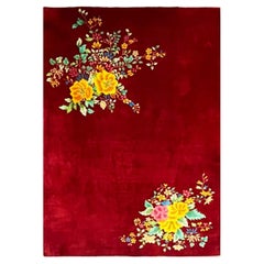Tapis oriental chinois Art Déco ancien, parfait