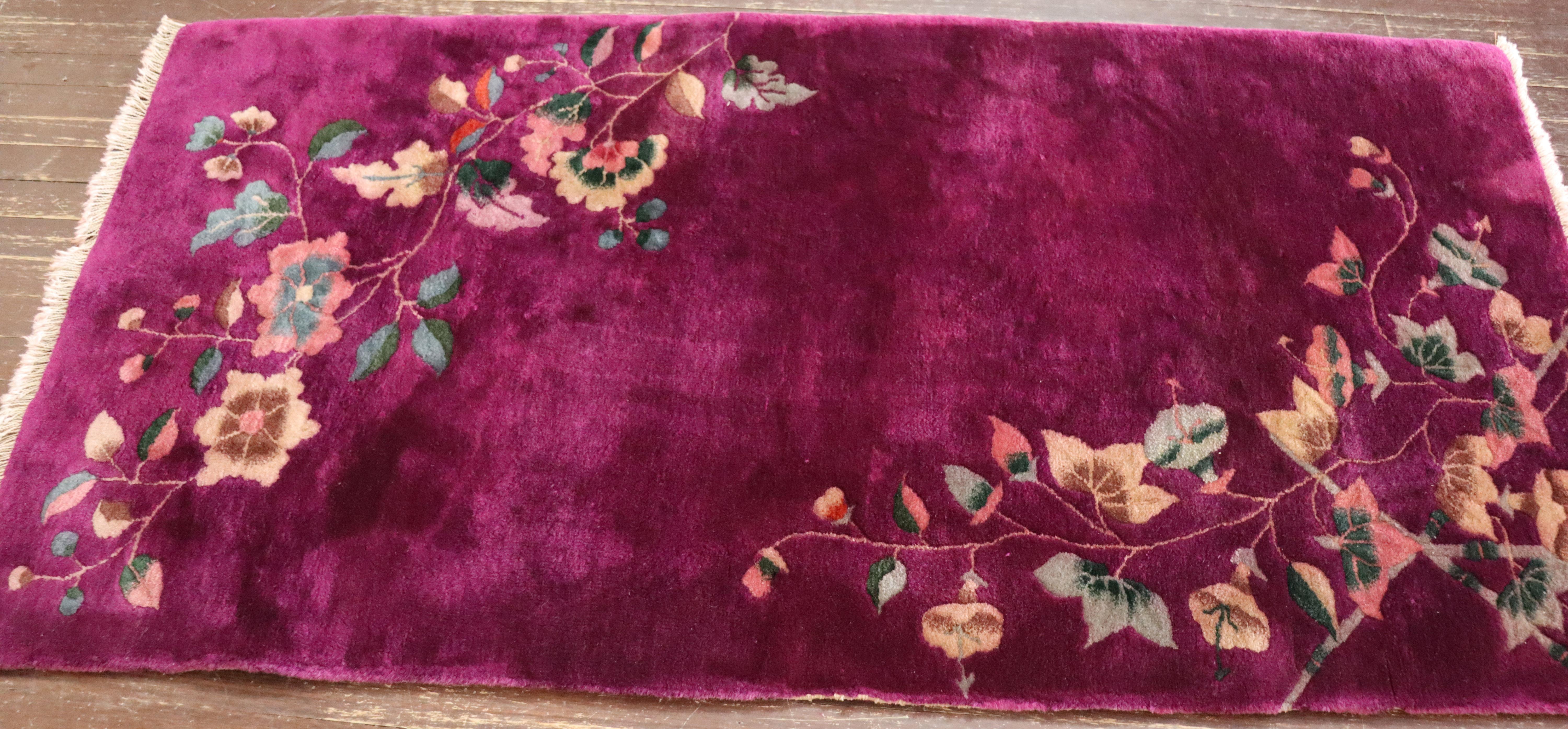 Antique Art Deco Chinese Oriental Rug, Purple 2