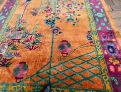Antique Art Deco Chinese Oriental Rug, wonderful Gold 8'9" x 11'8" #17432