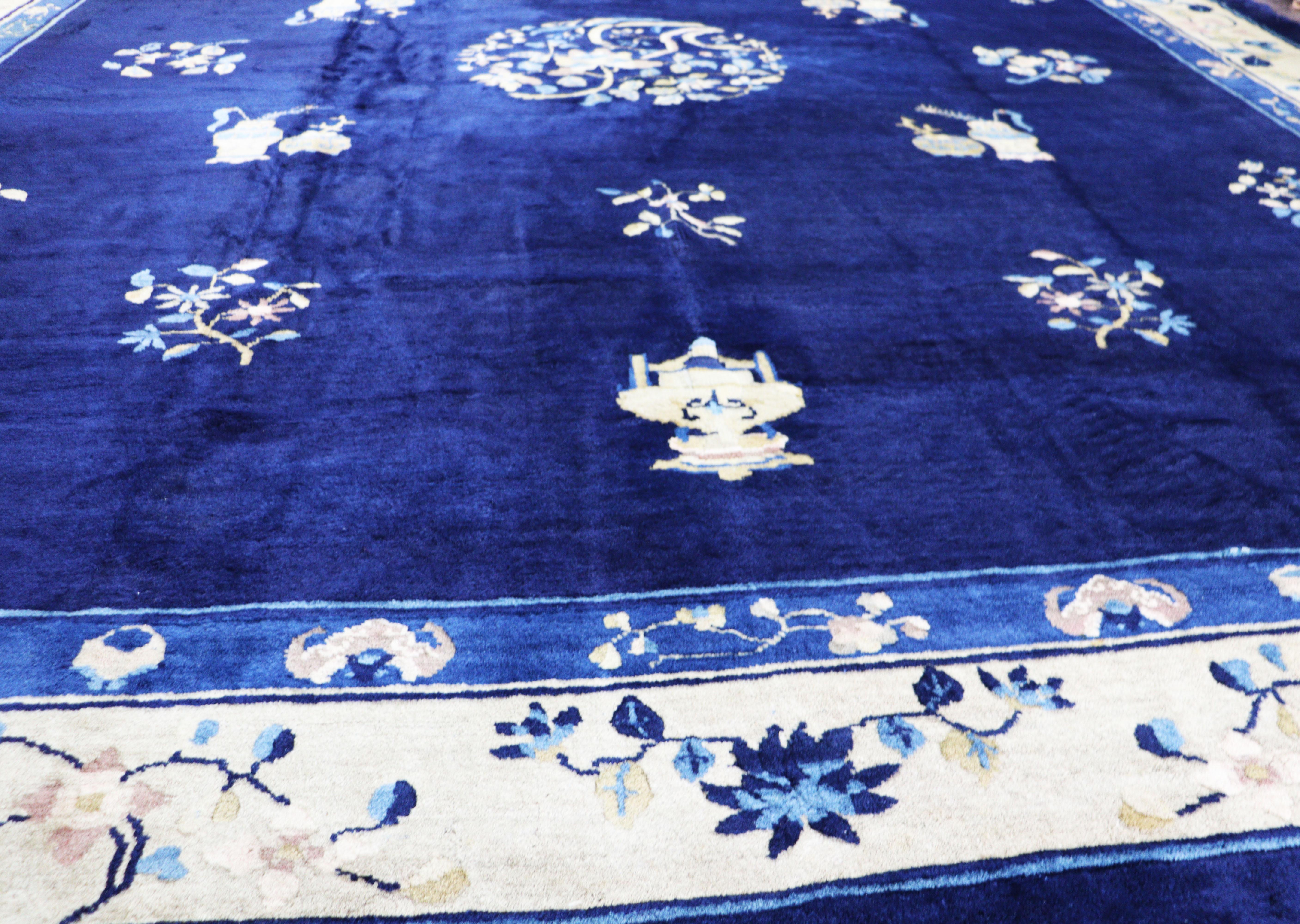 Antique Art Deco Chinese Peking Carpet, Early 20th Century 12'1