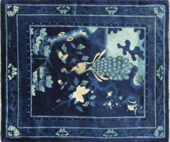 Antique Art Deco Chinese Peking Rug, Bird of Happiness, 5'1" x 6'1"