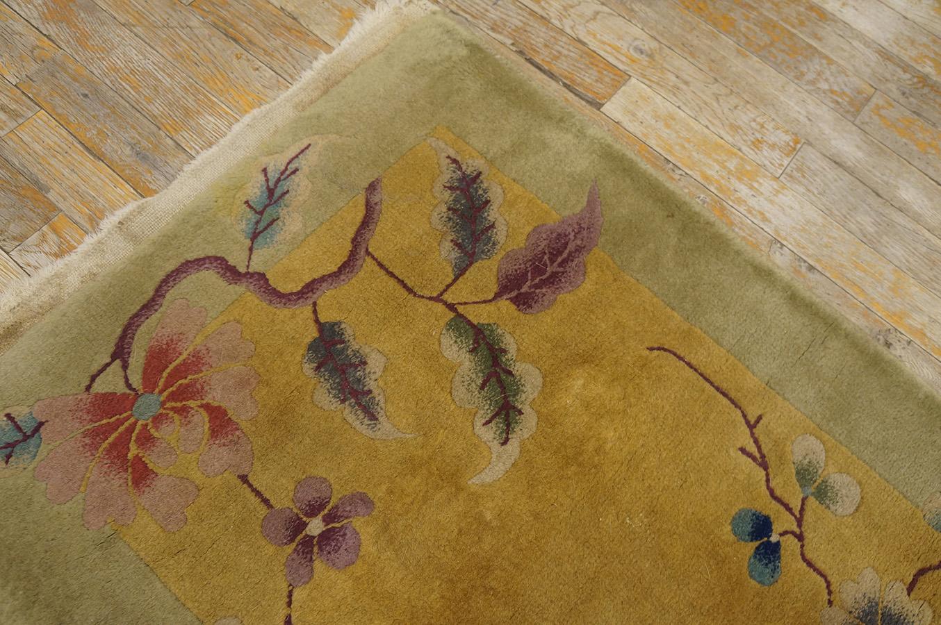 Wool 1920s Chinese Art Deco Carpet ( 2' x 3' - 60 x 90 ) For Sale