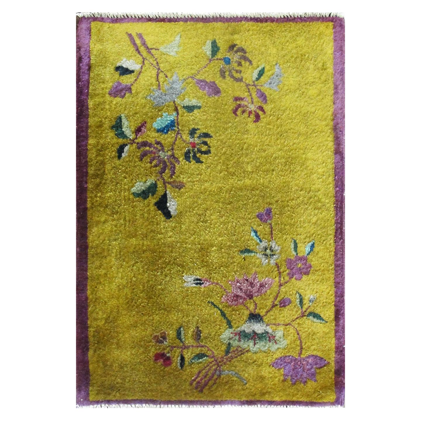 Antique Art Deco Chinese Rug Gold