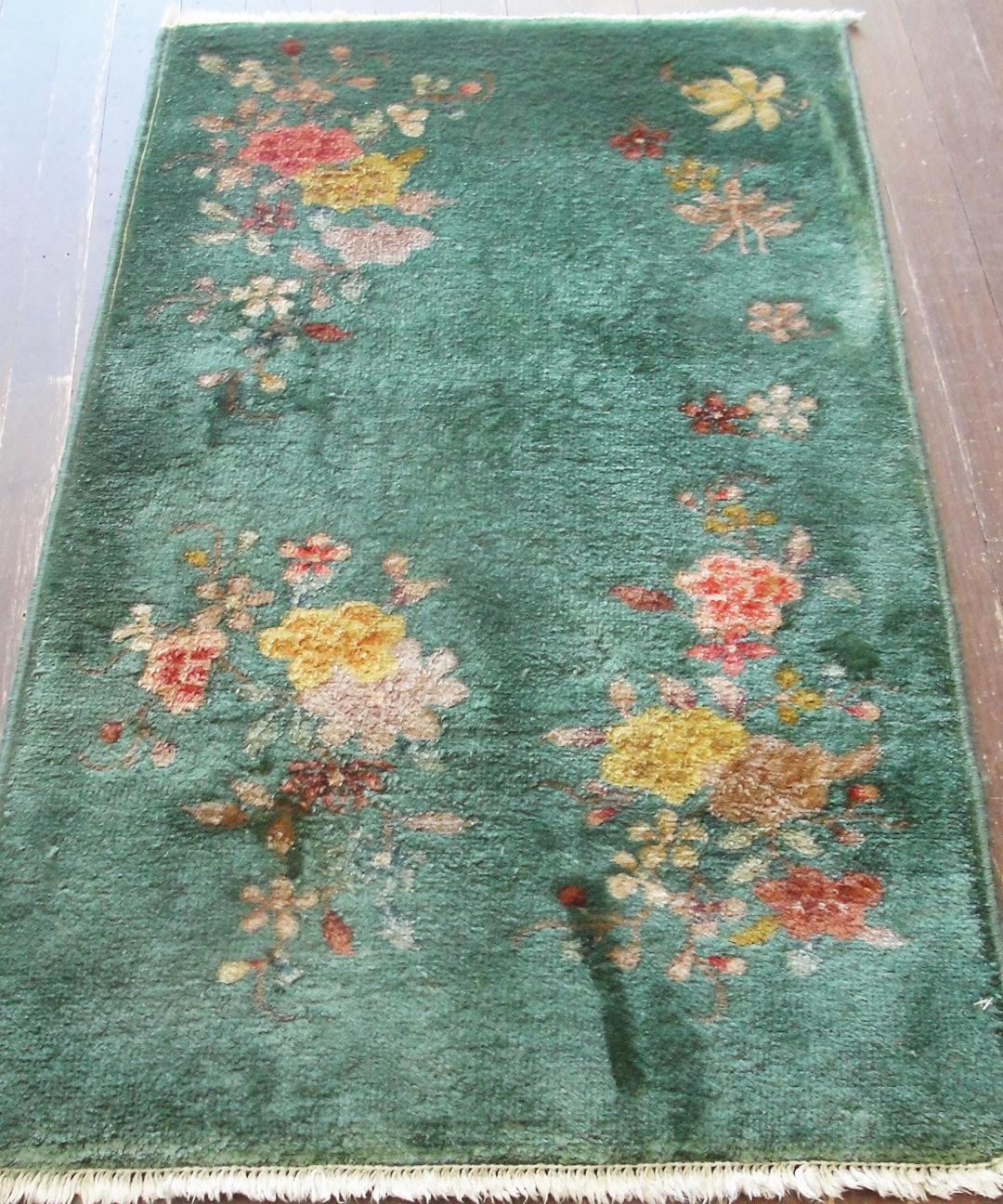 Hand-Knotted  antique Art Deco Chinese Rug