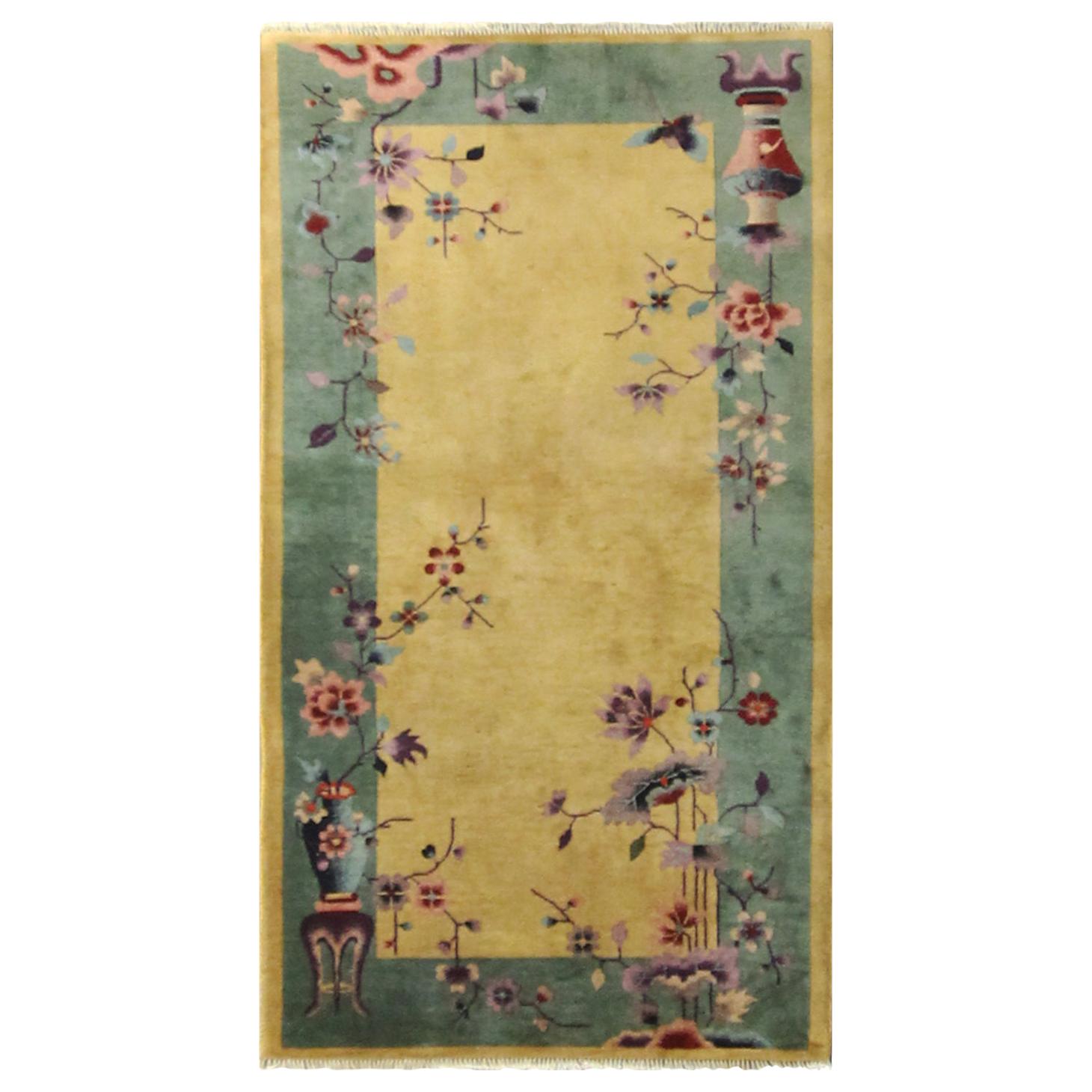 Antique Art Deco Chinese Rug, Great Colors