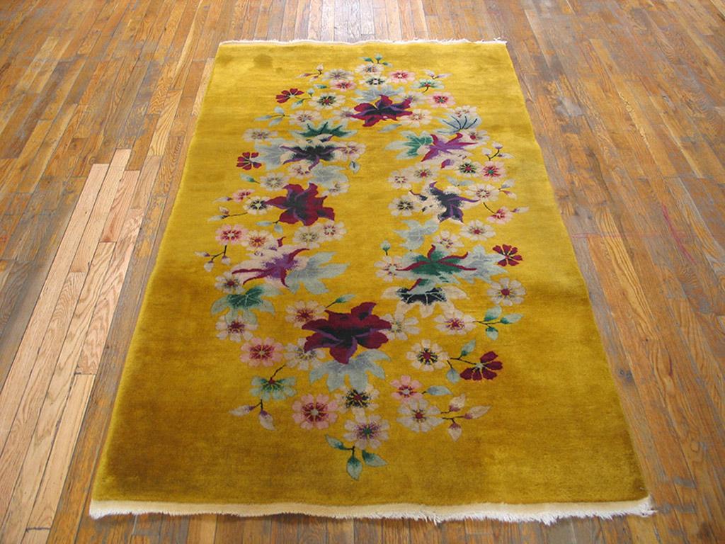 Antique Art Deco Chinese rug, measure: 4'0