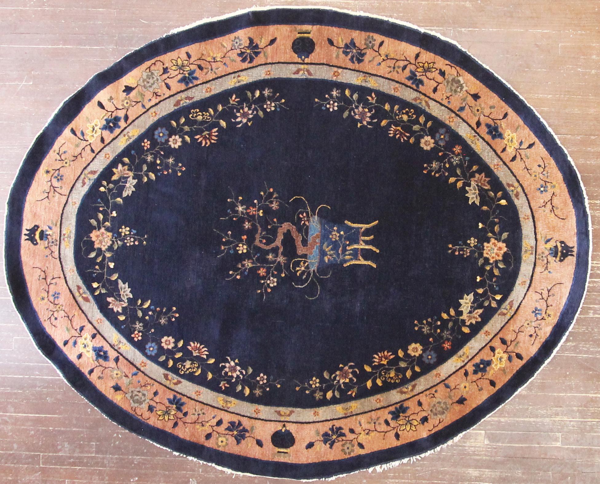 Antique Handmade Art Deco Chinese rug 6'11