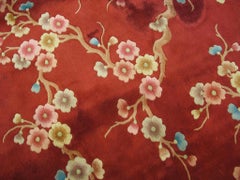 Excellent Red Color with Deliciated Florid Design Antique Chinese Art Deco Rug