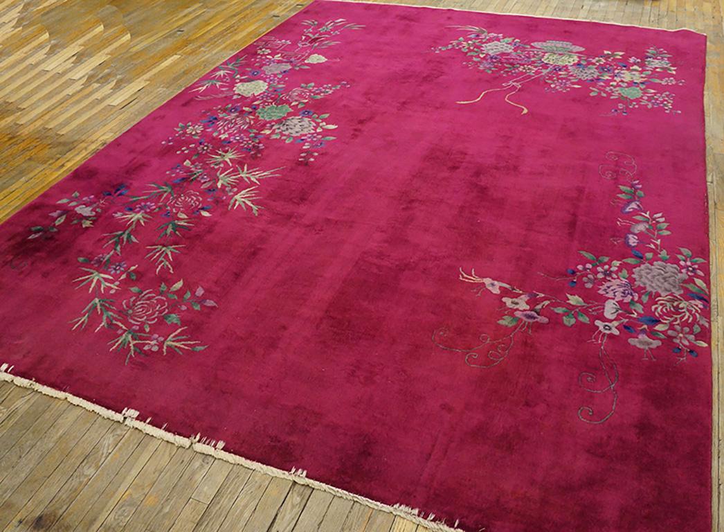 Hand-Knotted Antique Art Deco Chinese Rug