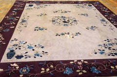 Delightful Ivory Color with Special Florid Design Antique Art Deco Chinese Rug