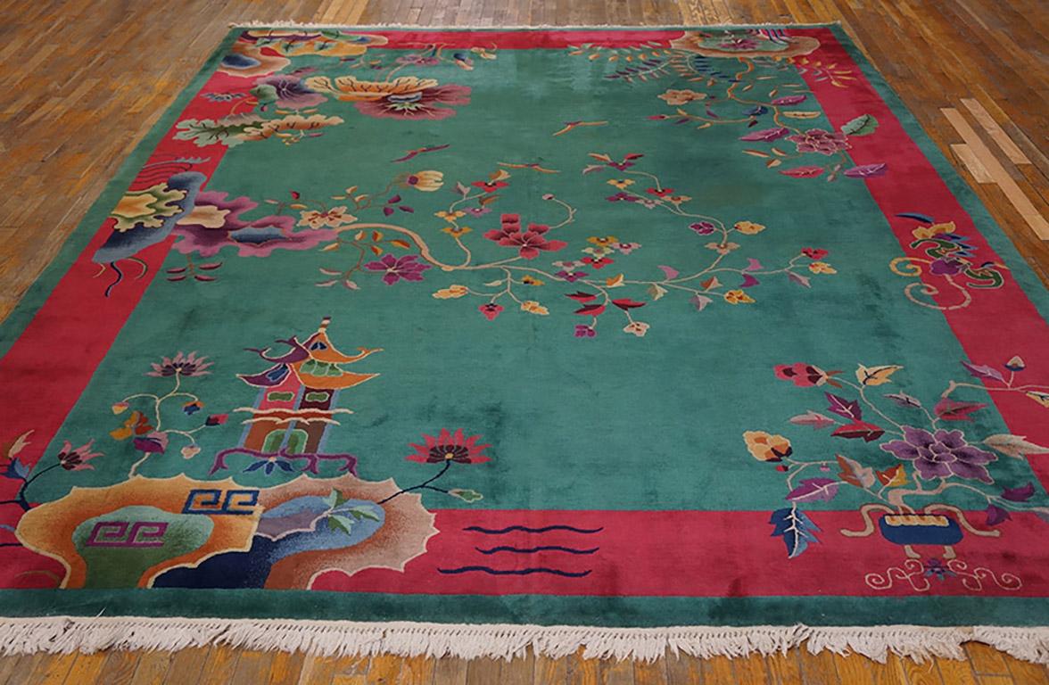 Hand-Knotted 1920s Chinese Art Deco Carpet by Nichols Workshop ( 9'2