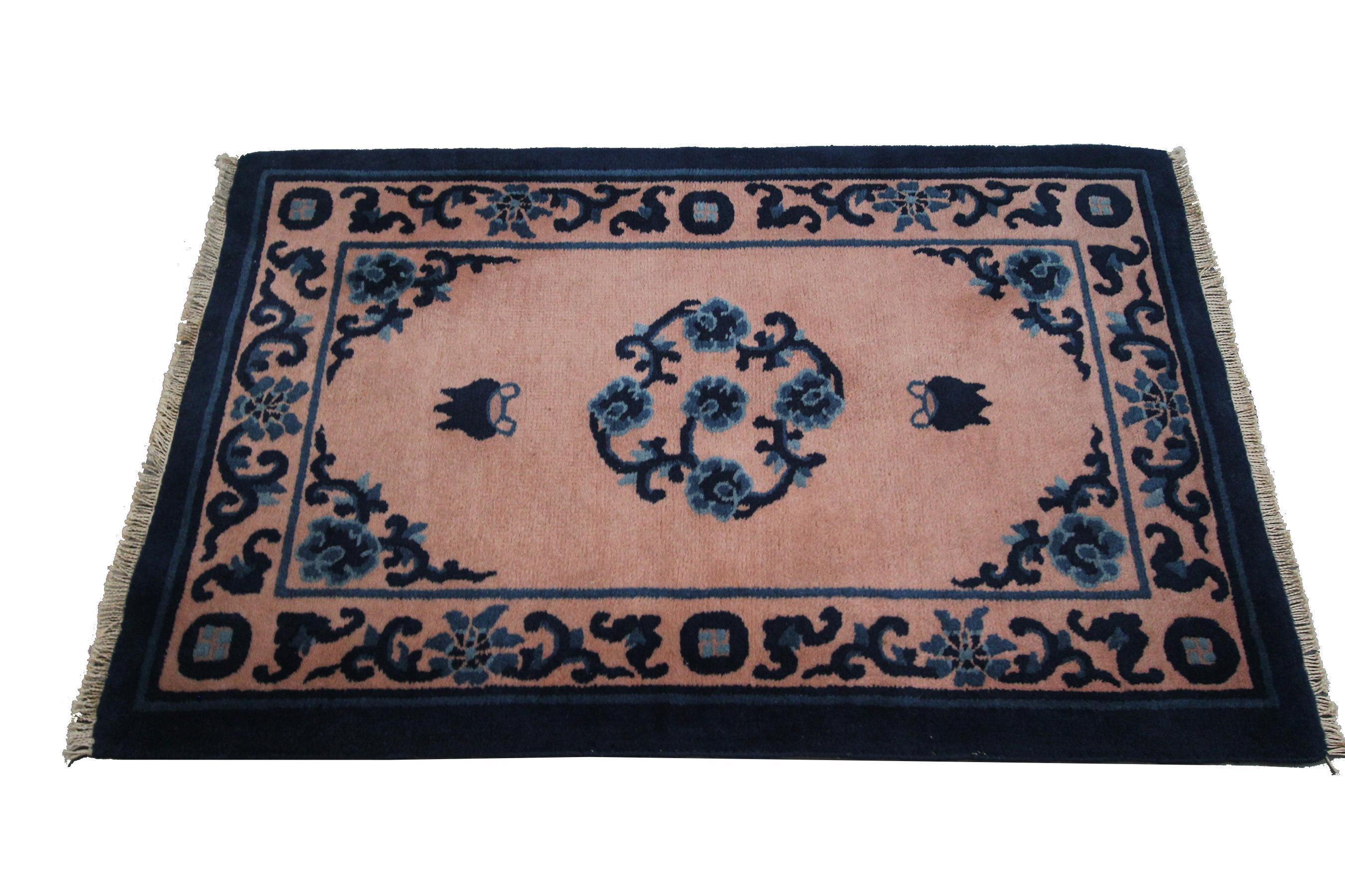 Hand-Knotted Antique Art Deco Chinese Rug Antique Chinese Rug Antique Art Deco Peking For Sale