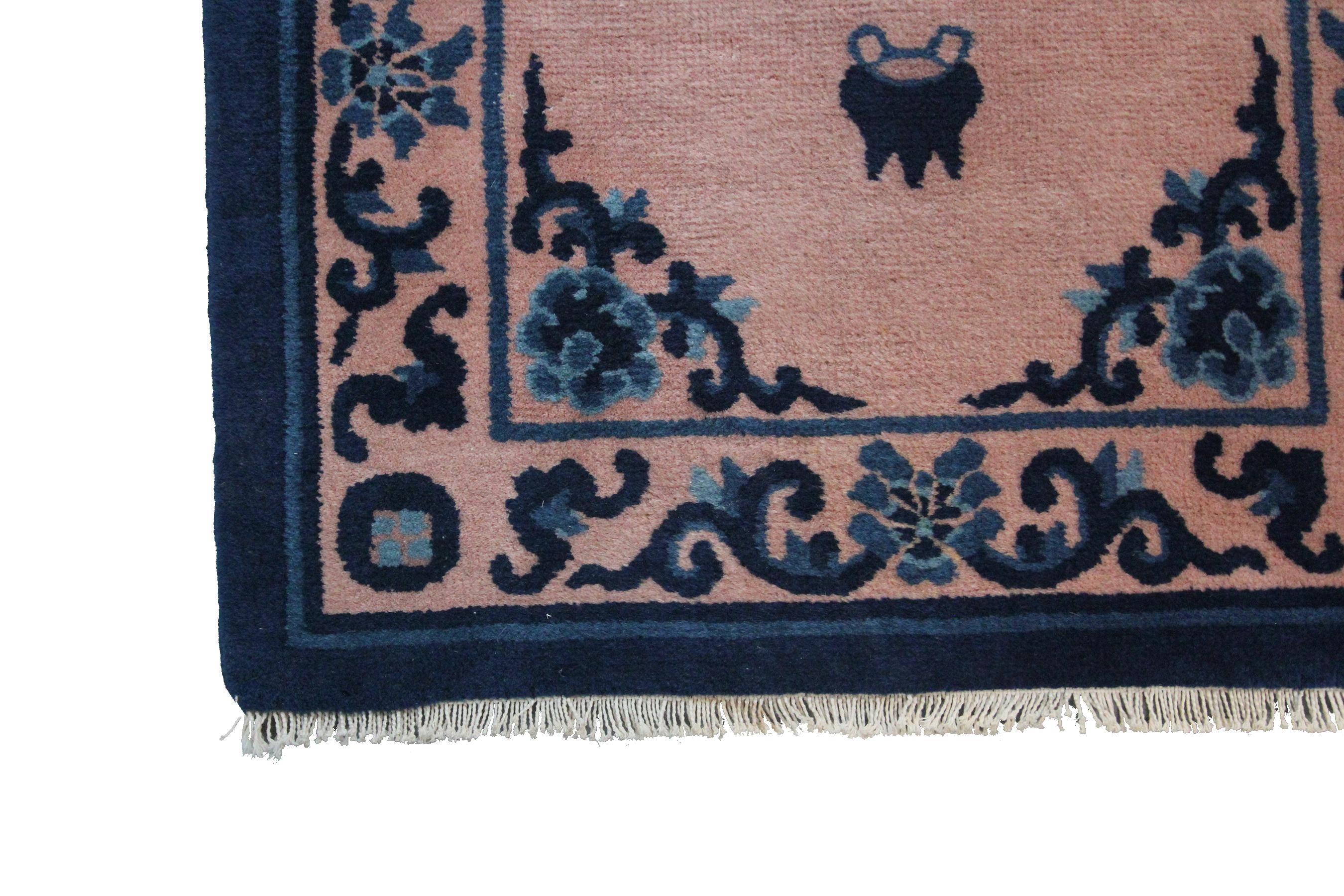 Antiker chinesischer Art-Déco-Teppich, antiker chinesischer Teppich, Art déco Peking (Wolle) im Angebot