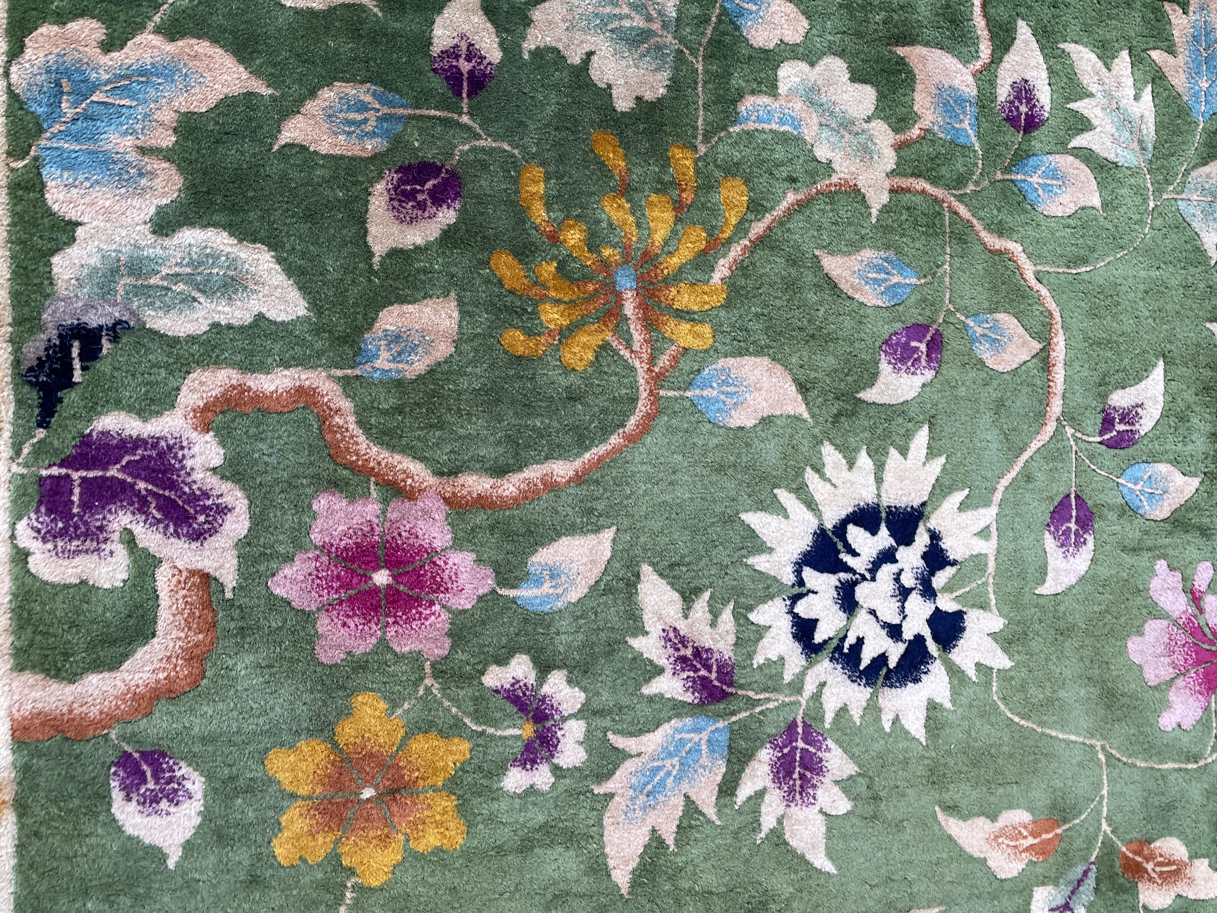 Antique Art Deco Chinese Rug, Butterfly Meet finely In Excellent Condition For Sale In Evanston, IL