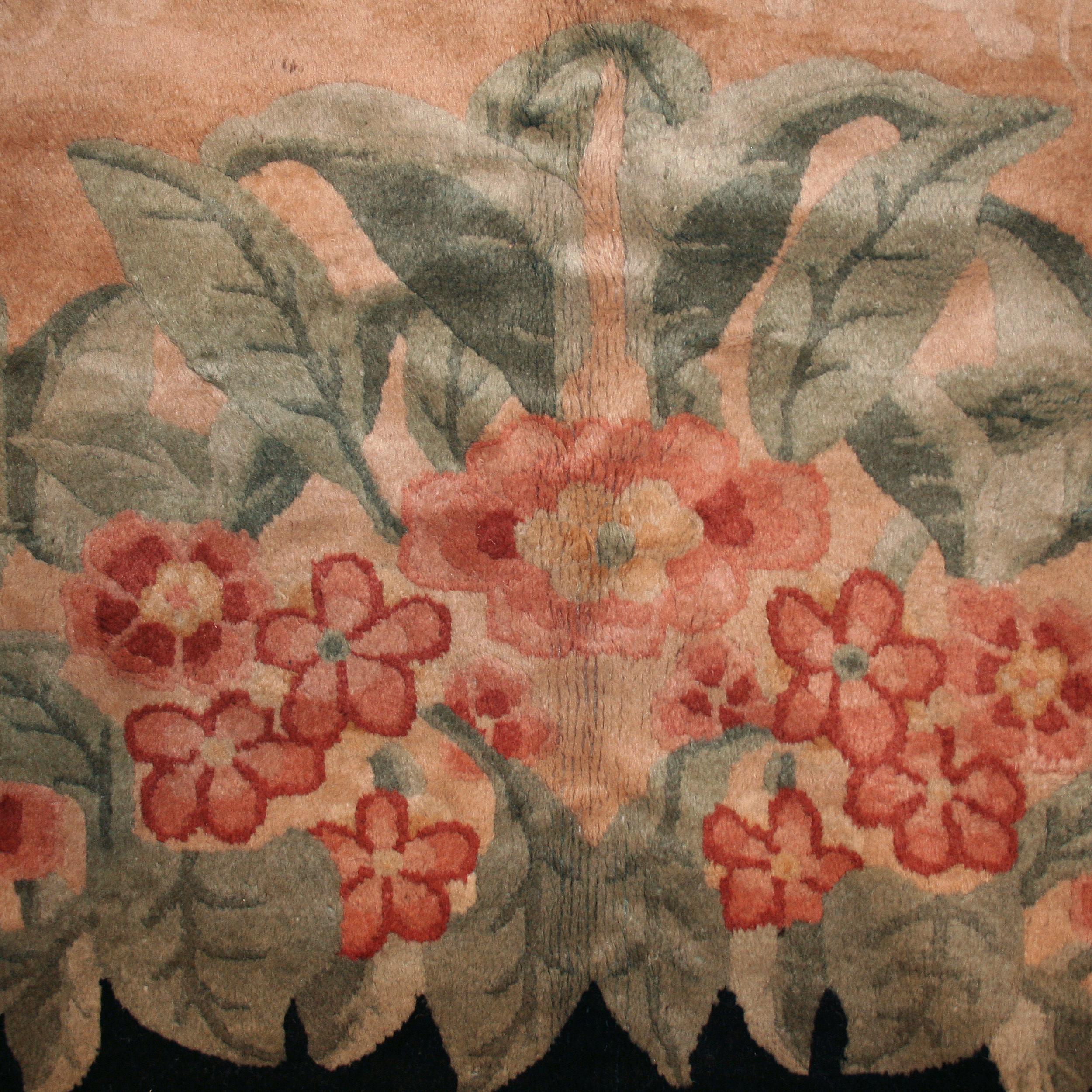 Hand-Knotted Antique Art Deco Chinese Rug by Helen Fette