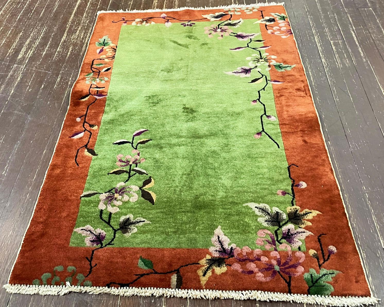 Antique Art Deco Chinese Rug, c-1920 In Good Condition For Sale In Evanston, IL