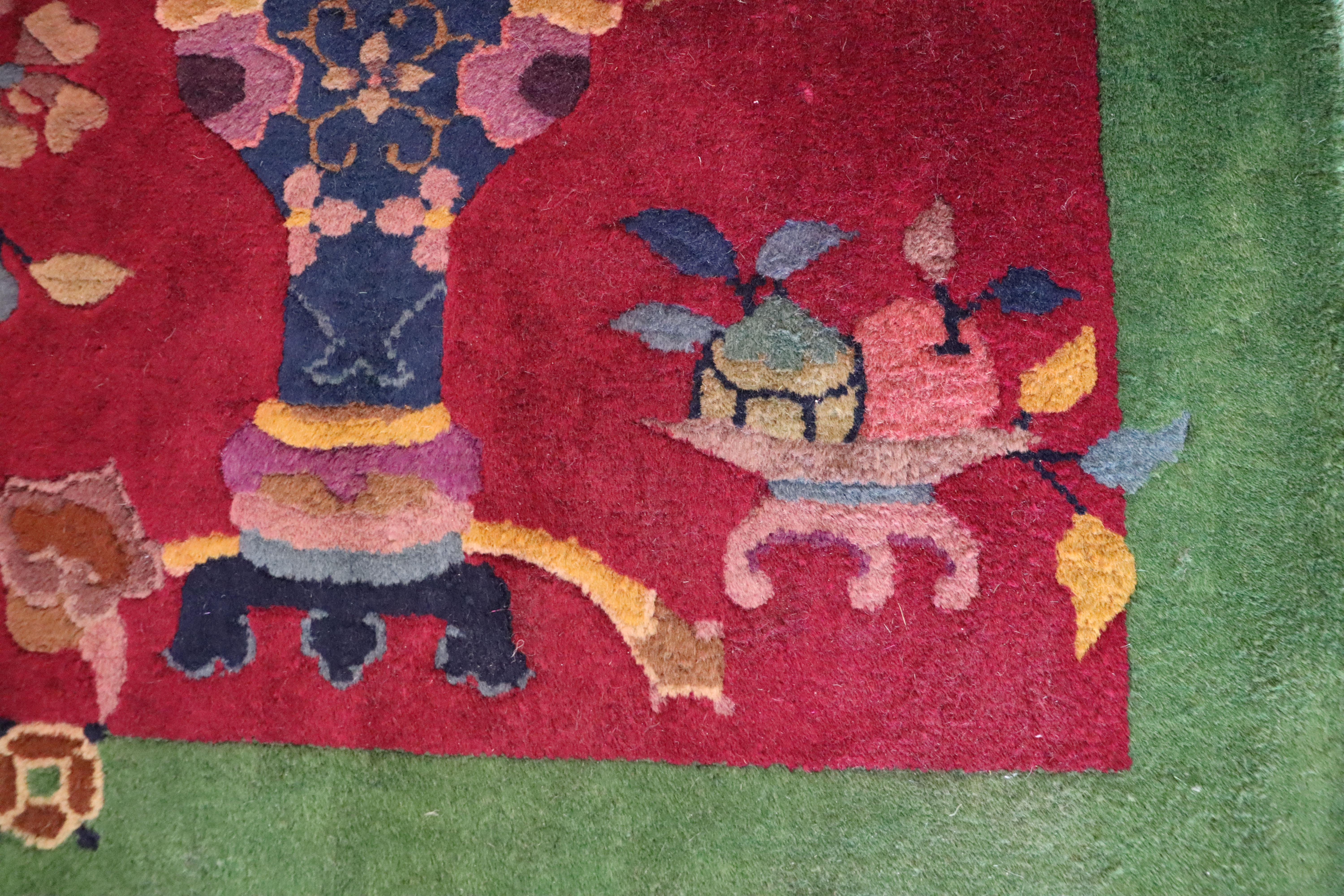 Antique Art Deco Chinese Rug, Chinese Art, 2' x 4' In Excellent Condition In Evanston, IL