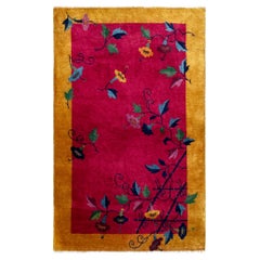 Antique Art Deco Chinese Rug, Flower lovers, 3'1" x 4'10" #17451, c-1920's