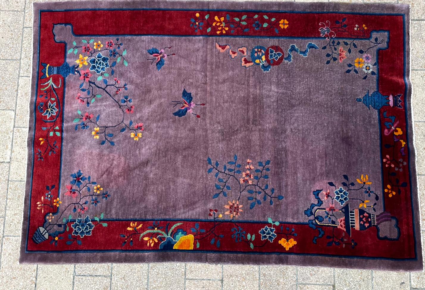 Hand-Knotted Antique Art Deco Chinese Rug For Sale