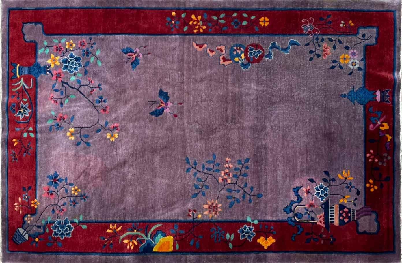 Antique Art Deco Chinese Rug In Good Condition For Sale In Evanston, IL
