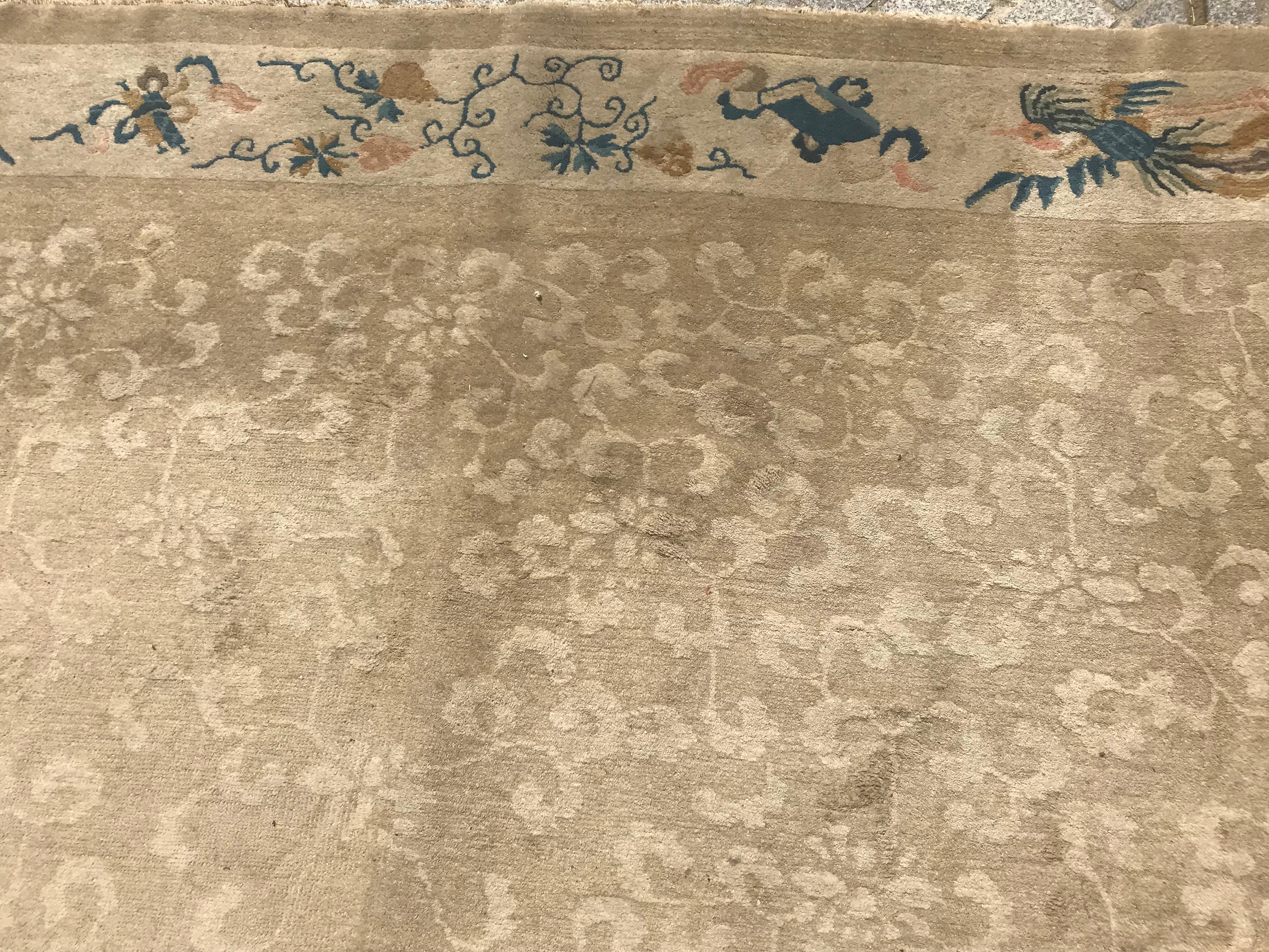 Antique Art Deco Chinese Rug In Fair Condition In Saint Ouen, FR