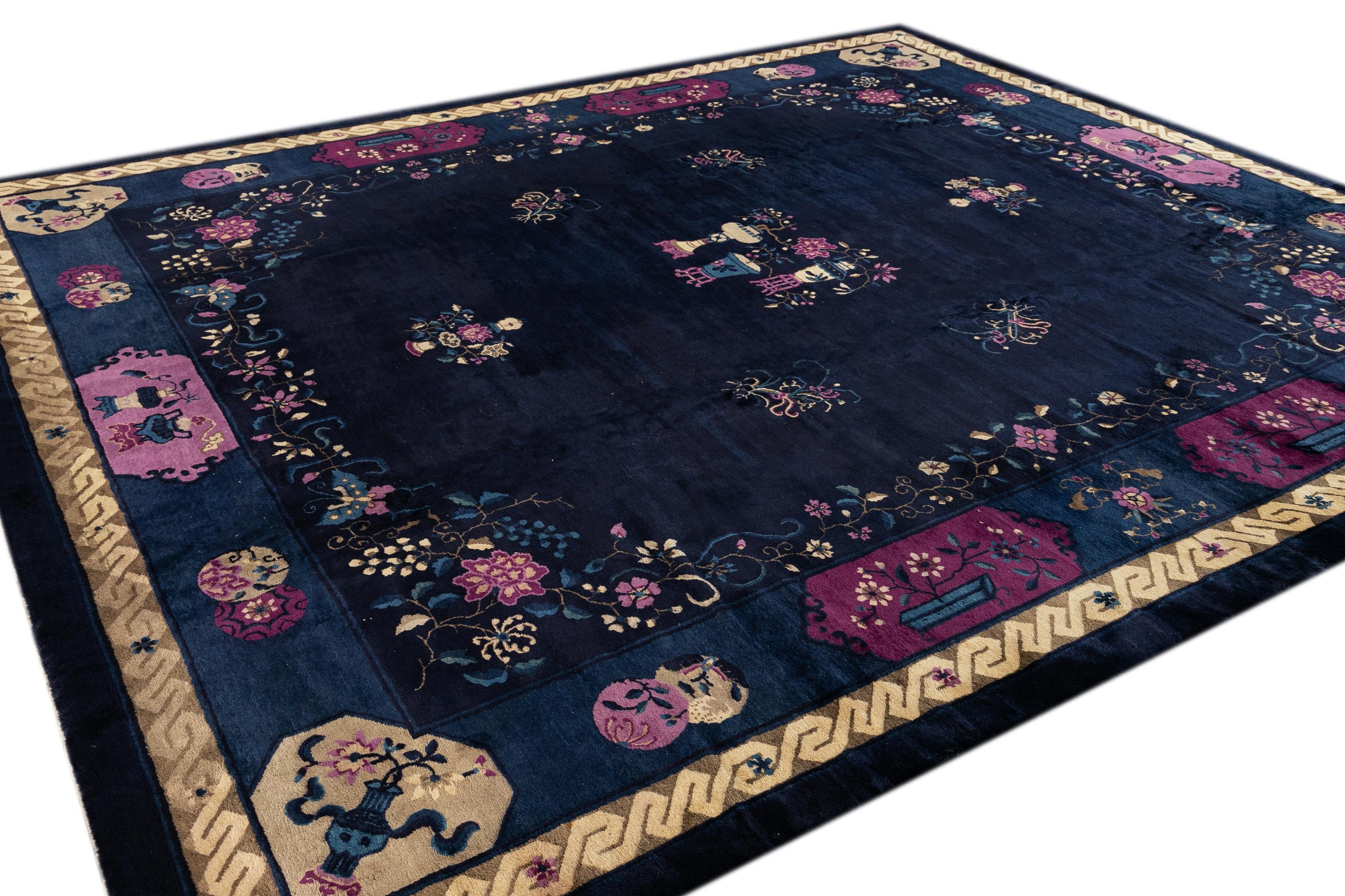 Wool Antique Art Deco Chinese Rug