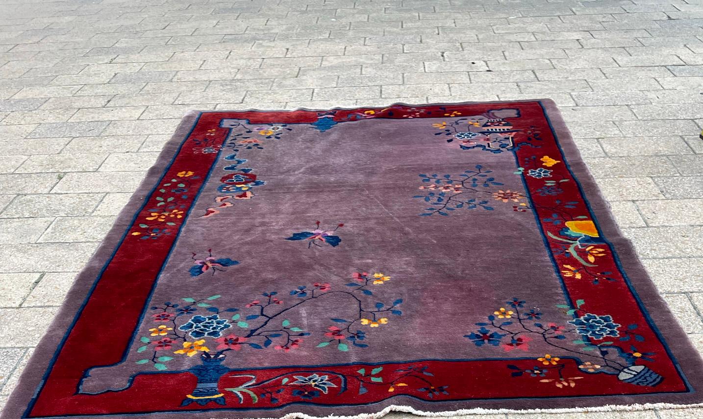 Antique Art Deco Chinese Rug For Sale 2