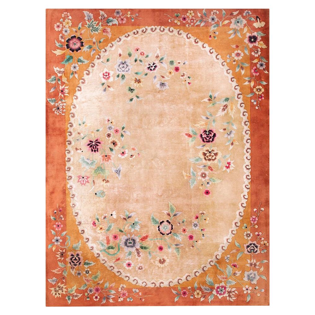 Antique Art Deco Chinese Rug 8' 10" x 11' 8"  For Sale